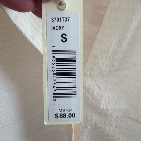 Max Studio Cream Textured Half Button Down Blouse S - Picture 5 of 8